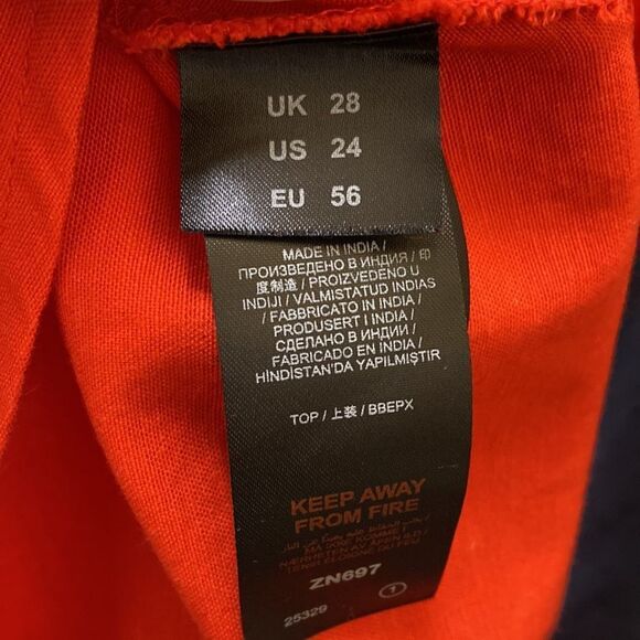 Simply Be Mandarin Red Balloon Sleeve Cotton Blend Plus Size Peplum Top - Picture 7 of 11